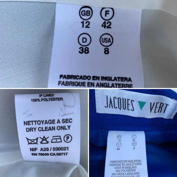 Vintage Jacques Vert cobalt blue suit fits uk 8 - Picture 9 of 9